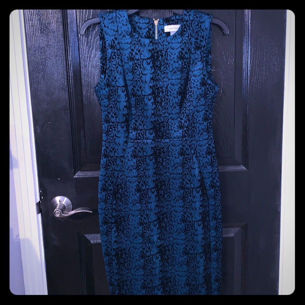 Teal and Black Calvin Klein Dress